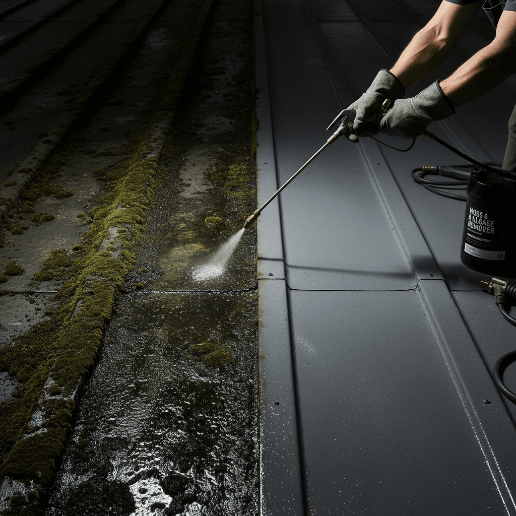 Traitement antimousse de toiture