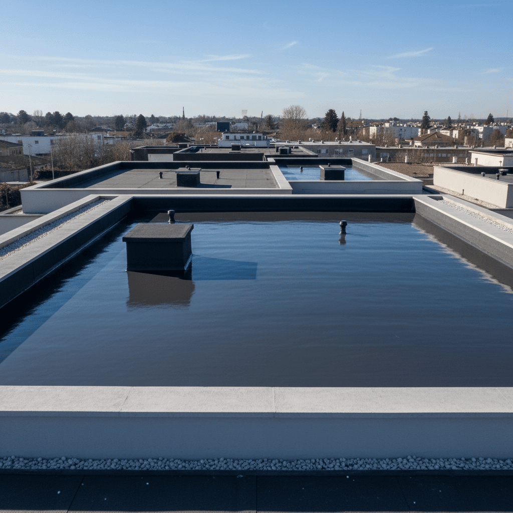 Toiture rénovée avec pose de résine protectrice