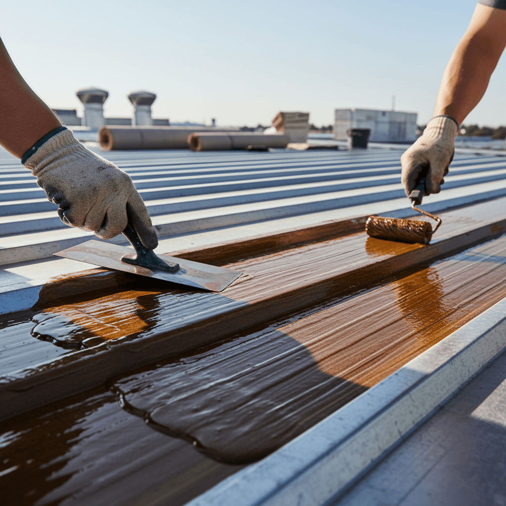 Pose de résine sur toiture