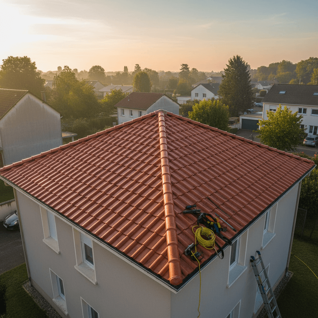 Toiture après décapage complet et traitement protecteur